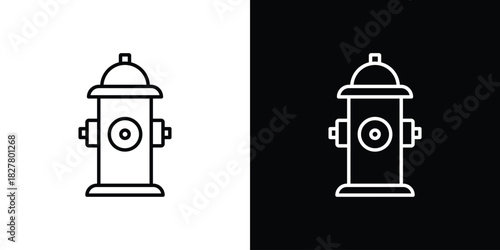 Fire hydrant icons set with editable black and white stroke line style for ui designs
