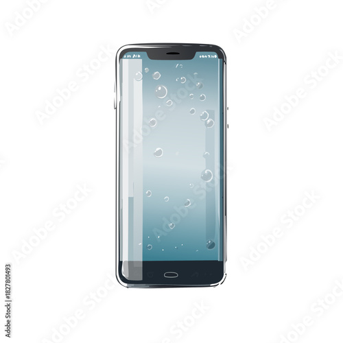 スマートフォン画面の保護ガラスフィルムに入った気泡のベクターイラスト　失敗、トラブル