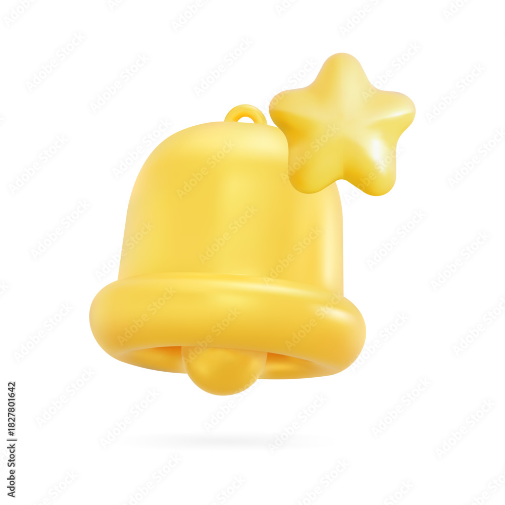 Fototapeta premium 3D styled vector graphic: favorite notification bell symbol for easily scalable applications, website interfaces, and digital projects
