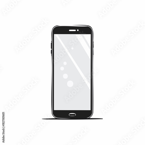 スマートフォン画面の保護ガラスフィルムに入った気泡のベクターイラスト　失敗、トラブル