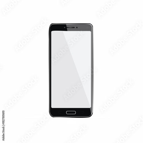 シンプルなスマートフォンのベクターイラスト モノクロ、ミニマルのスマホアイコン素材