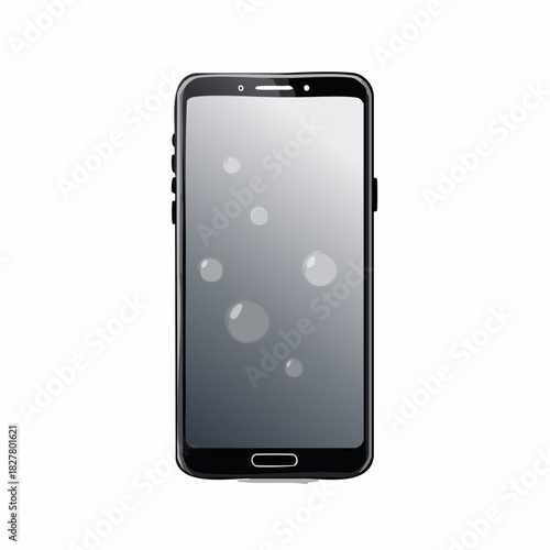 スマートフォン画面の保護ガラスフィルムに入った気泡のベクターイラスト　失敗、トラブル