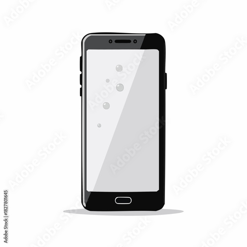 スマートフォン画面の保護ガラスフィルムに入った気泡のベクターイラスト　失敗、トラブル