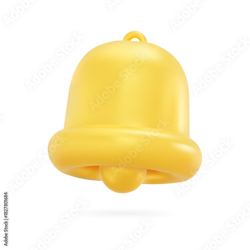 Editable 3D-styled vector graphic of a basic notification bell icon for clean UI/UX design and default application status