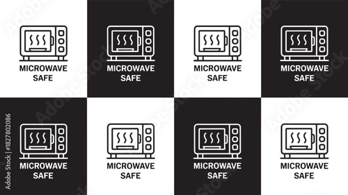 Microwave Safe Symbol Icon Set With Text label sign