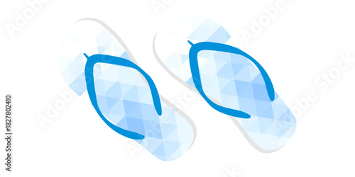 Cute hand drawn flip flops, cartoon flat vector illustration isolated on white background. Summer shoes, sandals or beach footwear.