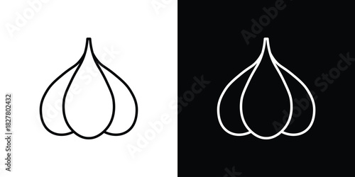 Garlic icons set with editable black and white stroke line style for ui designs
