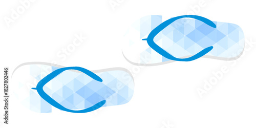 Cute hand drawn flip flops, cartoon flat vector illustration isolated on white background. Summer shoes, sandals or beach footwear.