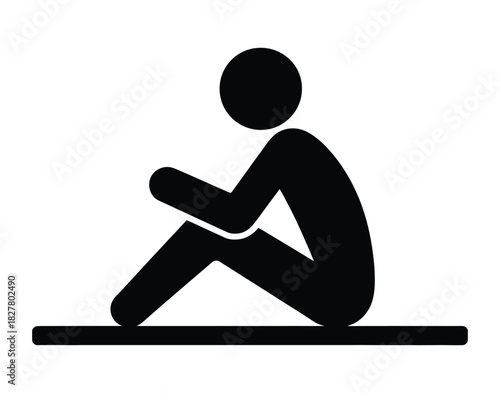 Sitting Person Icon - Relaxation, Meditation & Pondering Symbol