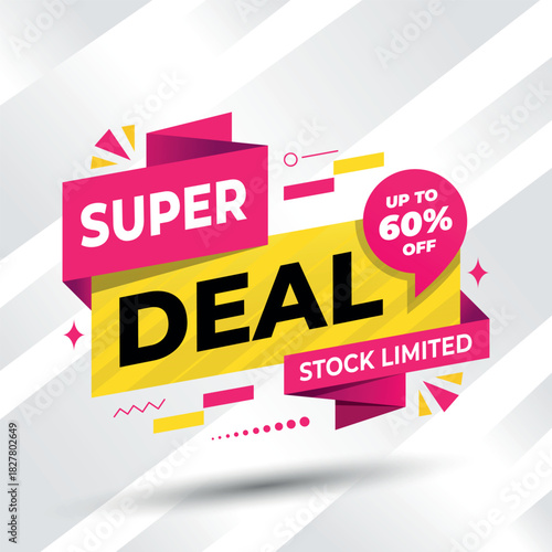 Vibrant Super Deal Promotion Banner with Up to 60% off