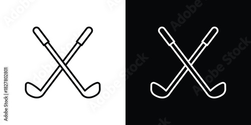 Golf club icons set with editable black and white stroke line style for ui designs