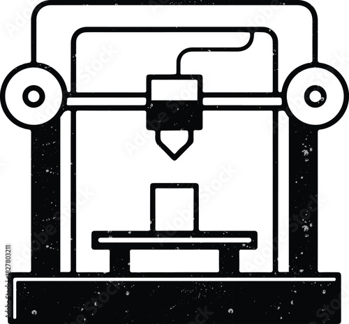 3D Printing Machine Vector Illustration