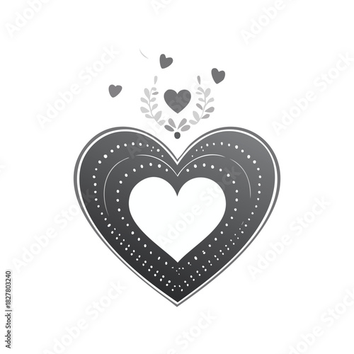 A stylized, layered heart shape with decorative elements, representing love and affection.