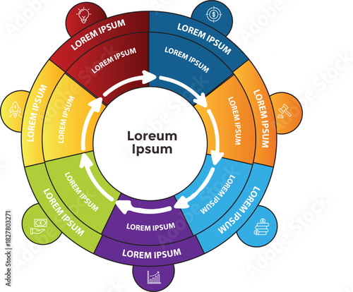 Collection of vector circle chart infographic templates for presentations, advertising, layouts, annual reports.11 options, steps, parts	
