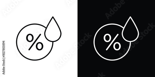Humidity icons set with editable black and white stroke line style for ui designs