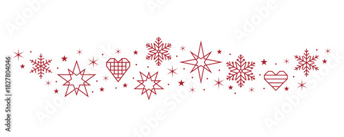 snowflakes and stars border isolated vector illustration