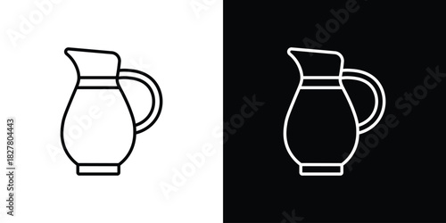 Jug icons set with editable black and white stroke line style for ui designs