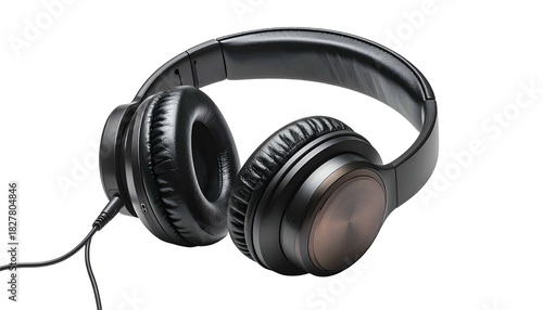 Studio Style Over Ear Headphones with Detachable Cable Isolated on White Background