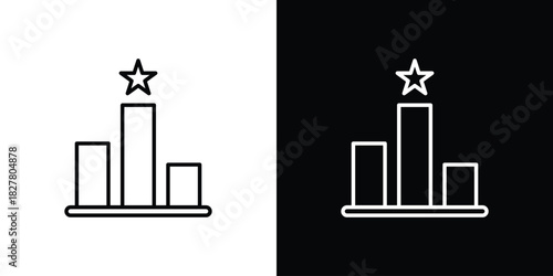 Leaderboard icons set with editable black and white stroke line style for ui designs