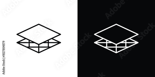 Land layers icons set with editable black and white stroke line style for ui designs