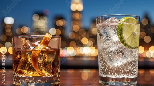 Drinks With Soft Skyline Bokeh