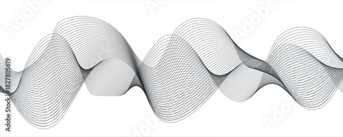 Abstract glowing Modern wave with Dynamic flowing lines. Futuristic technology and sound wave lines.Flowing, and Dynamic Wavy Ribbon Pattern. Ideal for Modern Technology, Music, Energy, and Digital.
