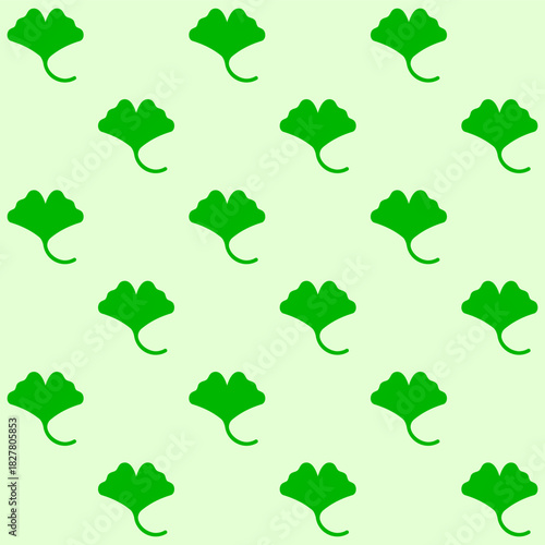 Ginkgo biloba leaf pattern. Herbal medicine botanical seamless design. Light green background. Ideal for natural health branding, supplements, cosmetics and wellness products. Vector illustration.