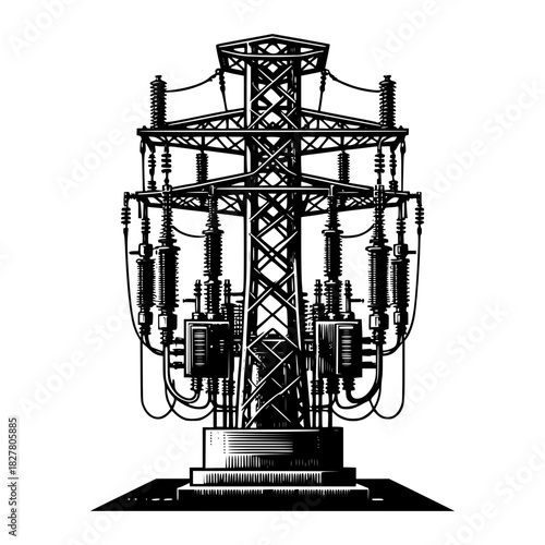 Electric substation Pole vector image illustration