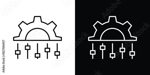 Mass customization icons set with editable black and white stroke line style for ui designs