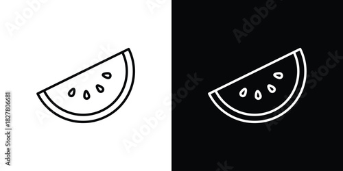 Melon icons set with editable black and white stroke line style for ui designs