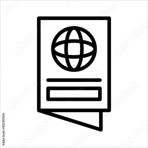 Single travel guide book icon with black line style for design element or coloring book element