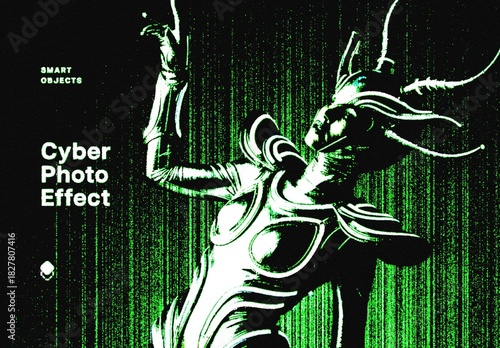 Cyber Screen Photo Effect Mockup