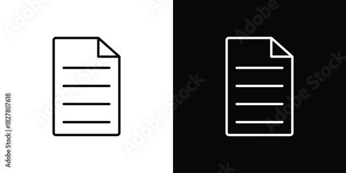 Note icons set with editable black and white stroke line style for ui designs
