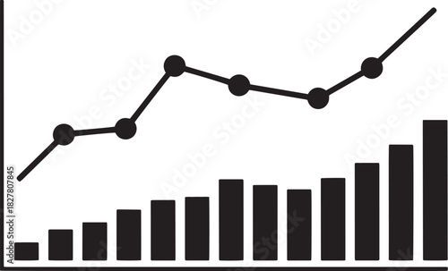 Abstract representation of business growth and trends with a rising bar graph and fluctuating line chart suggesting market dynamics