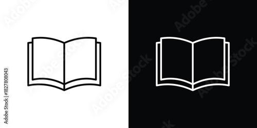 open book icons set with editable black and white stroke line style for ui designs