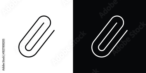 Paperclip icons set with editable black and white stroke line style for ui designs
