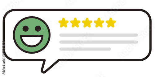感情での評価。顔文字のアイコン。絵文字のフィードバック。満足、良いレビュー。