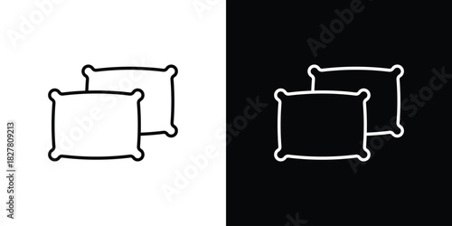 Pillow icons set with editable black and white stroke line style for ui designs