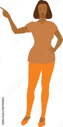 Dark-skinned girl, different girl faces, for characters, for visuals, vector image of a girl, full-length African woman, dark-skinned girl vector image