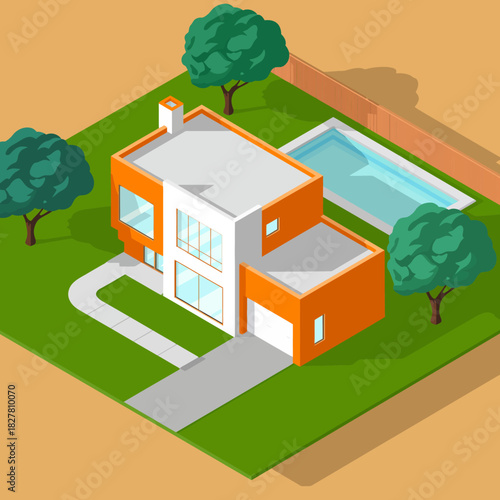 An eye-catching modern home featuring sleek lines, a beautiful swimming pool, and well-maintained landscaping invites you to envision a life of luxury and comfort.