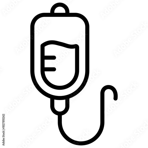 IV Drip Outline Icon Design Vector - IV bag representing infusion therapy, hospitalization, and medical treatment