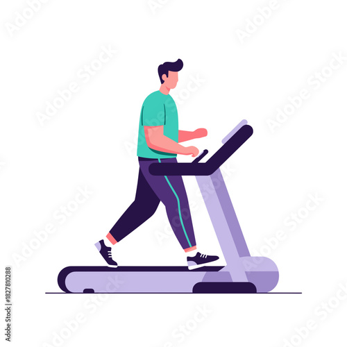 man walking on treadmill, indoor exercise, sportswear workout, cardio training, fitness routine, bright room interior, large windows, indoor plants, home gym setup, healthy lifestyle, treadmill workou