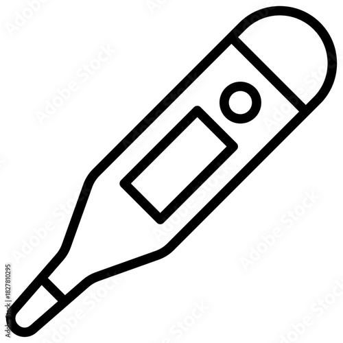 Digital Thermometer Outline Icon Design Vector - digital thermometer used for checking fever, body temperature, and medical monitoring