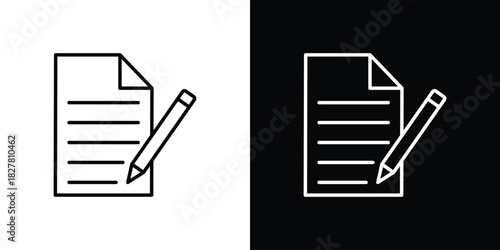 Registration paper icons set with editable black and white stroke line style for ui designs