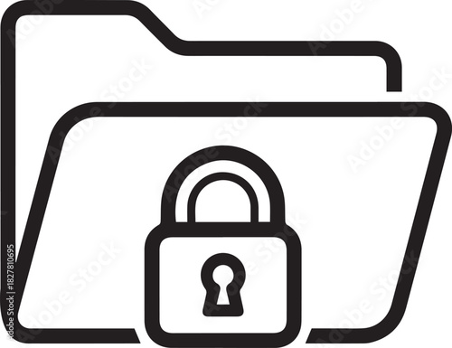 Secure Vault Vector Icon Folder Lock Data Security Symbol
