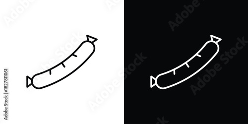 Sausage icons set with editable black and white stroke line style for ui designs