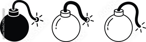 Three bomb illustrations in various stages of completion and shading