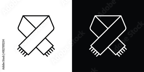 Scarf icons set with editable black and white stroke line style for ui designs