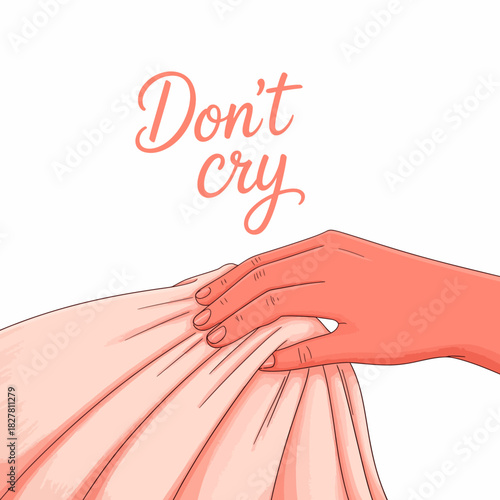 Delicate hands gently grasp a piece of soft fabric, embodying tenderness and comfort, reminding us of the emotional connections we share with cherished objects.