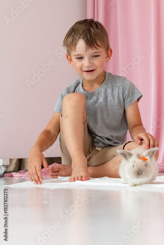 rabbit, boy, Easter, white, game, man and nature